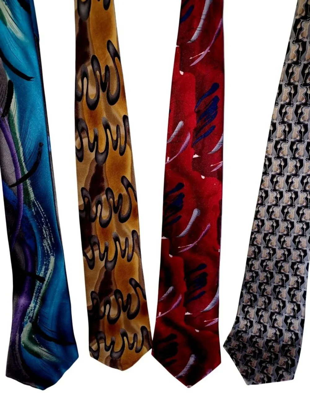 Mens Silk Neckties J. Garcia Grateful Dead Beatles Abstract Musical Lot Of 4
